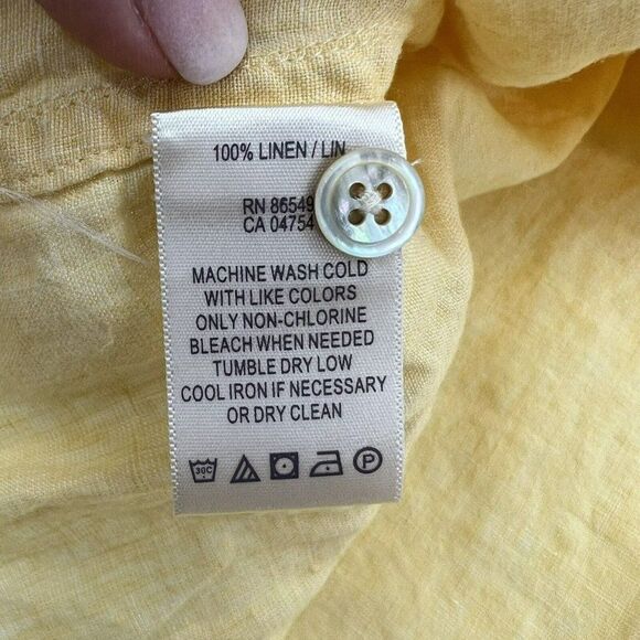 Tommy Bahama Yellow Long Sleeve 100% Linen Shirt Size Large - Picture 5 of 5